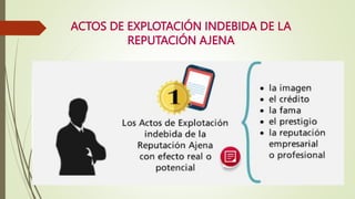 ACTOS DE EXPLOTACIÓN INDEBIDA DE LA
REPUTACIÓN AJENA
 