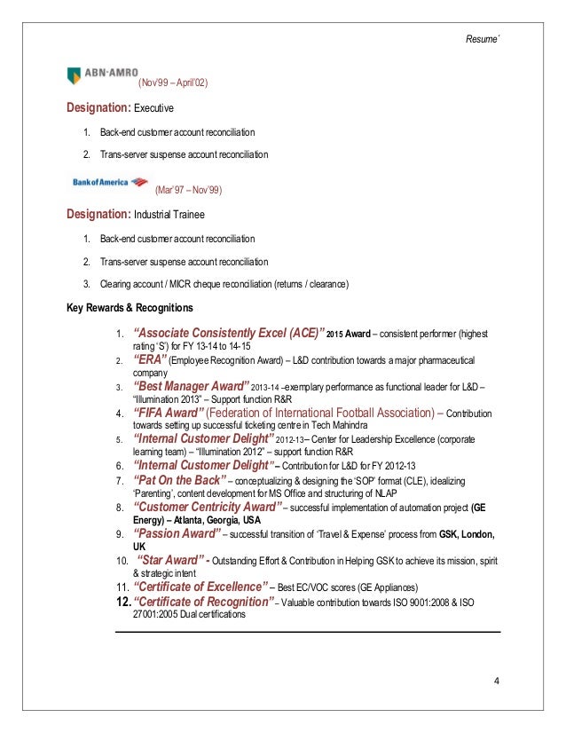 reconciliation process resume CV Anjan