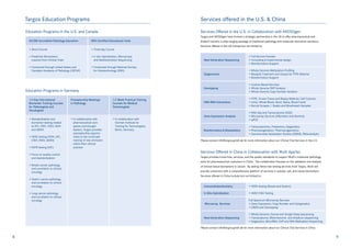 8 9
Targos Education Programs Services offered in the U.S. & China
Services Offered in the U.S. in Collaboration with AKESOgen
Targos and AKESOgen have formed a strategic partnership in the US to offer pharmaceutical and
biotech industry a wide-ranging package of traditional pathology and molecular biomarker solutions.
Services offered in the US include but not limited to:
Next Generation Sequencing
• Full Service Provider
• Consulting & Experimental design
• Bioinformatics Support
Epigenomics
• Whole Genome Methylation Profiling
• Bisulpite Treatment and Assays for FFPE Material
• Bioinformatics Support
Genotyping
• Custom Based Services
• Whole Genome SNP Analysis
• Whole Genome Copy Number Variation
DNA-RNA Extractions
• FFPE, Frozen Tissue and Biopsy Material, Cell Cultures
• Urine, Whole Blood, Stool, Saliva, Blood Cards
• Buccal Scrapes / Swabs and Mouthwash Samples
Gene Expression Analysis
• RNA Seq and Transcriptome (NGS)
• Microarray Services (Affymetrix and Illumina)
• qPCR
Bioinformatics & Biostatistics
• Transcriptomics, Proteomics, Epigenetics
• Pharmacogenetics/ Pharmacogenomics
• Genome-wide Association Studies (GWAS), Meta-analysis
Please contact info@targos-gmbh.de for more information about our Clinical Trial Services in the U.S.
Services Offered in China in Collaboration with WuXi AppTec
Targos provides know-how, services, and the quality standards to support WuXi’s molecular pathology
work for pharmaceutical customers in China. The collaboration focuses on the validation and analysis
of clinical tissue biomarkers in cancer. By adding these new testing services from Targos, WuXi will
provide customers with a comprehensive platform of services in soluble, cell, and tissue biomarkers.
Services offered in China include but not limited to:
Immunohistochemistry • HER2 testing (Breast and Gastric)
In Situ Hybridization • HER2 FISH Testing
Microarray Services
Full Spectrum Microarray Services
• Gene Expression, Copy Number and Cytogenetics
• GWAS and Genotyping
Next-Generation Sequencing
• Whole Genome, Exome and Tarrget Deep sequencing
• Transcriptome, Meta-Genome and Amplicon sequencing
• Epigenetics, MicroRNA, ChiP and DNA Methylation Sequencing
Please contact info@targos-gmbh.de for more information about our Clinical Trial Services in China.
Education Programs in the U.S. and Canada
ACCME Accredited Pathology Education NSH Certified Educational Units
• Short-Course
• Predictive Biomarkers:
Lessons from Clinical Trials
• Conducted through United States and
Canadian Academy of Pathology (USCAP)
• Three-day Course
• in situ hybridization, Microarrays
and NextGeneration Sequencing
• Conducted through National Society
for Histotechnology (NSH)
Education Programs in Germany
1-3 Day International
Biomarker Training Courses
for Pathologists and
Oncologists
Preceptorship Meetings
in Pathology
1-2 Week Practical Training
Courses for Medical
Technologists
• Standardization and
biomarker testing related
to IHC, FISH, CISH, SISH
and ddISH
• HER2 testing (FISH, IHC,
CISH, SISH, ddISH)
• EGFR testing (IHC)
• Focus on quality control
and standardization
• Breast cancer pathology
and correlation to clinical
oncology
• Gastric cancer pathology
and correlation to clinical
oncology
• Lung cancer pathology
and correlation to clinical
oncology
• In collaboration with
pharmaceutical com-
panies and thought
leaders, Targos provides
preceptorship opportu-
nities to the continued
training of new clinicians
within their clinical
practice
• In collaboration with
German Institute for
Training for Technologists,
Berlin, Germany.
 