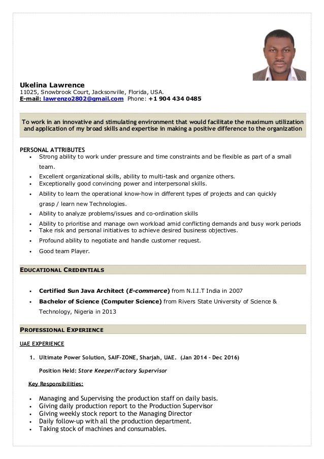 lawrence ukelina s cv