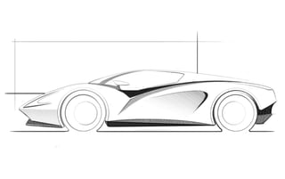 Concept car sketches and 3D model