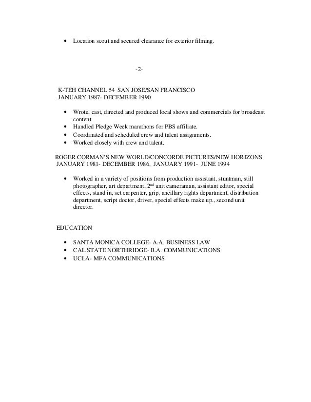 Film Resume For Production Assistant Positions Film Resume For Production Assistant Positions