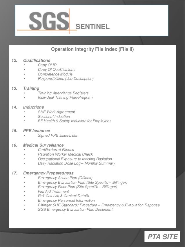 Safety File Index Template