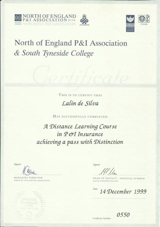 PNI Certificate