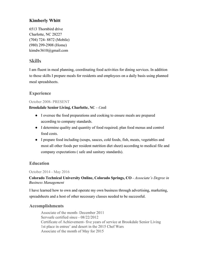 Resume Kimberly Whitt PDF - Resume Kimberly Whitt 1 638 