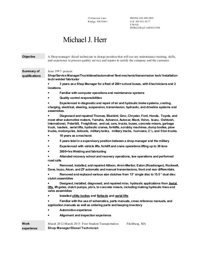 Auto Mechanic Shop Owner Resume Example Auto Mechanic Shop Owner Resume Example