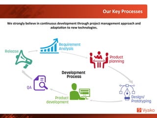 We	
  strongly	
  believe	
  in	
  con7nuous	
  development	
  through	
  project	
  management	
  approach	
  and	
  
adapta7on	
  to	
  new	
  technologies.	
  
Our	
  Key	
  Processes	
  
 