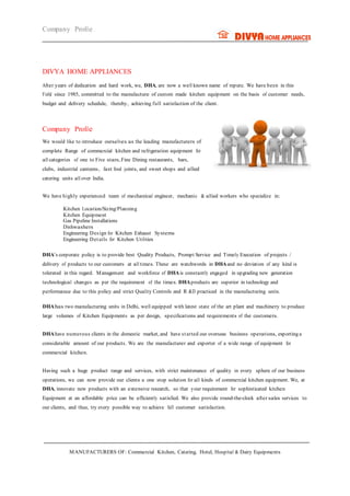 COMPANY PROFILE DIVYA HOME APPLIANCES | DOCX