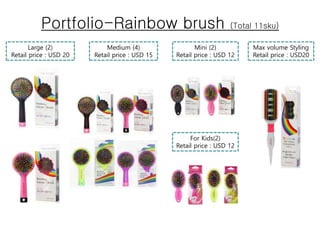 Portfolio-Rainbow brush (Total 11sku)
Large (2)
Retail price : USD 20
Medium (4)
Retail price : USD 15
Mini (2)
Retail pri...