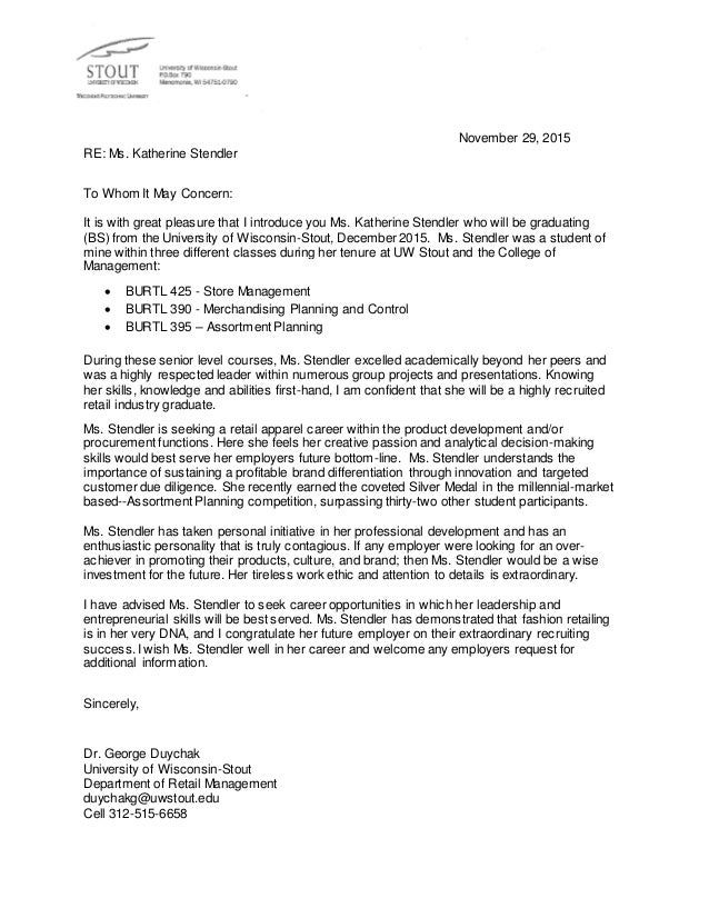 letter of recommendation from prof duychak uw letter of recommendation