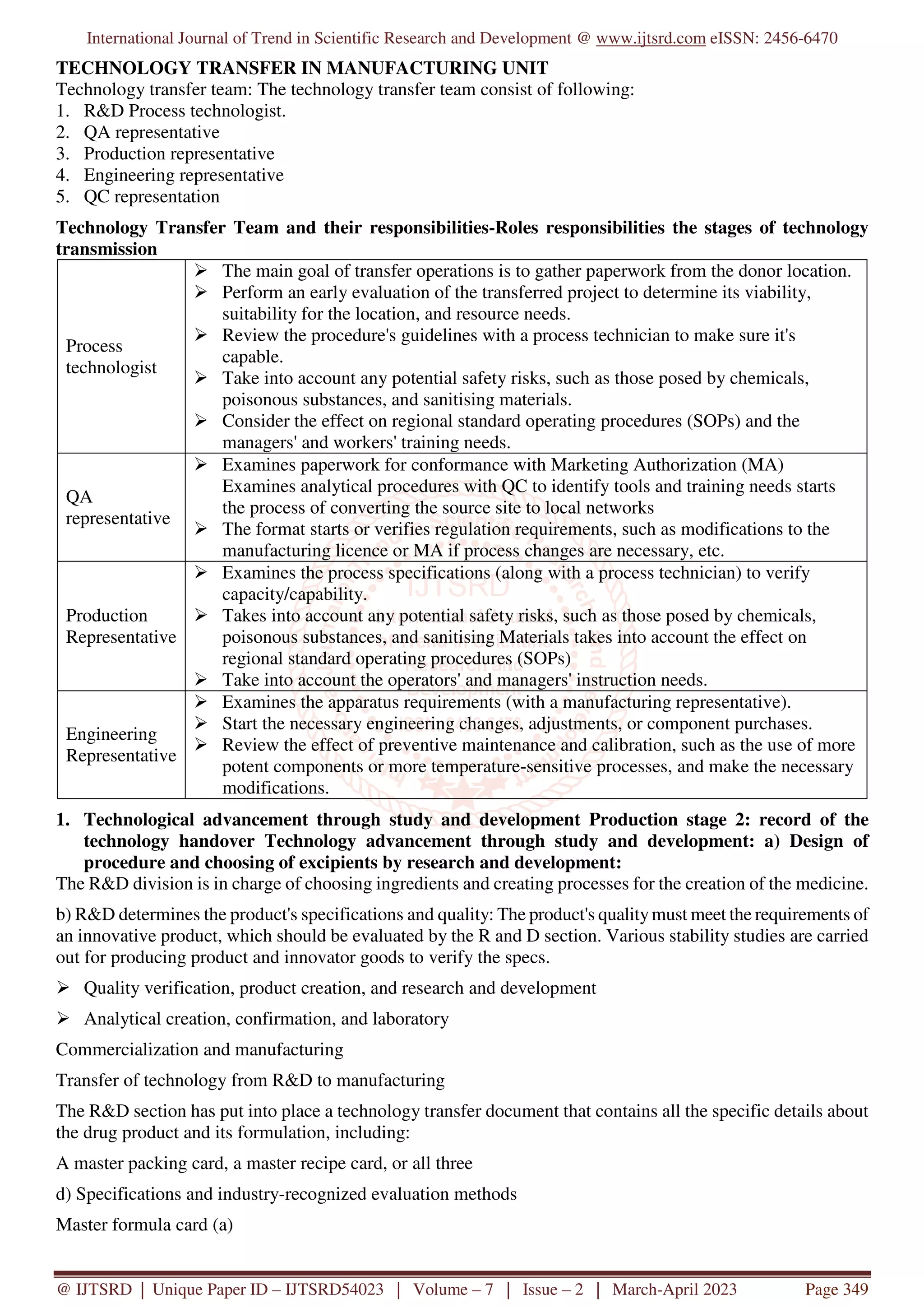 Overview of Technology Transfer in Pharmaceutical Industry | PDF ...