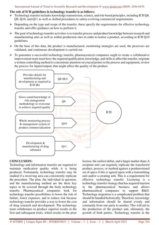 Overview of Technology Transfer in Pharmaceutical Industry | PDF