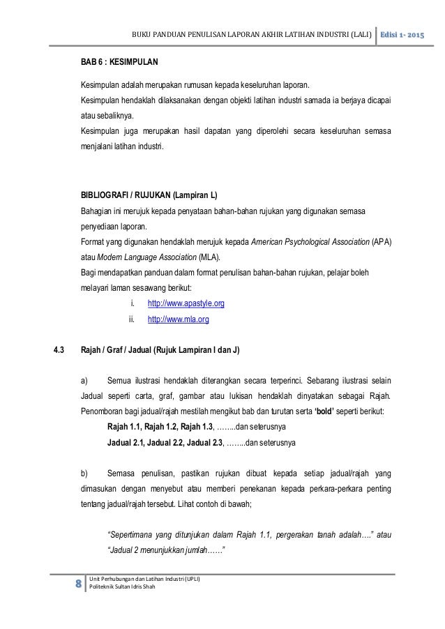 PANDUAN PENULISAN LAPORAN AKHIR SESI JUN 2015