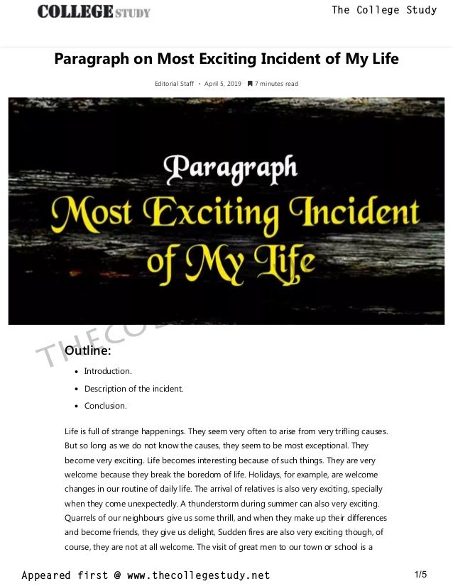 essay on incident of my life