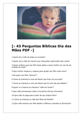 30 Perguntas Bíblicas Simples para Crianças, PDF, Bíblia