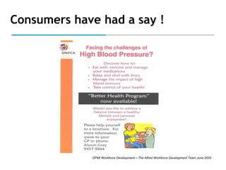 Consumers have had a say !

DPMI Workforce Development – The Alfred Workforce Development Team June 2005

 