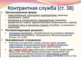 Контрактная служба (ст. 38)
 