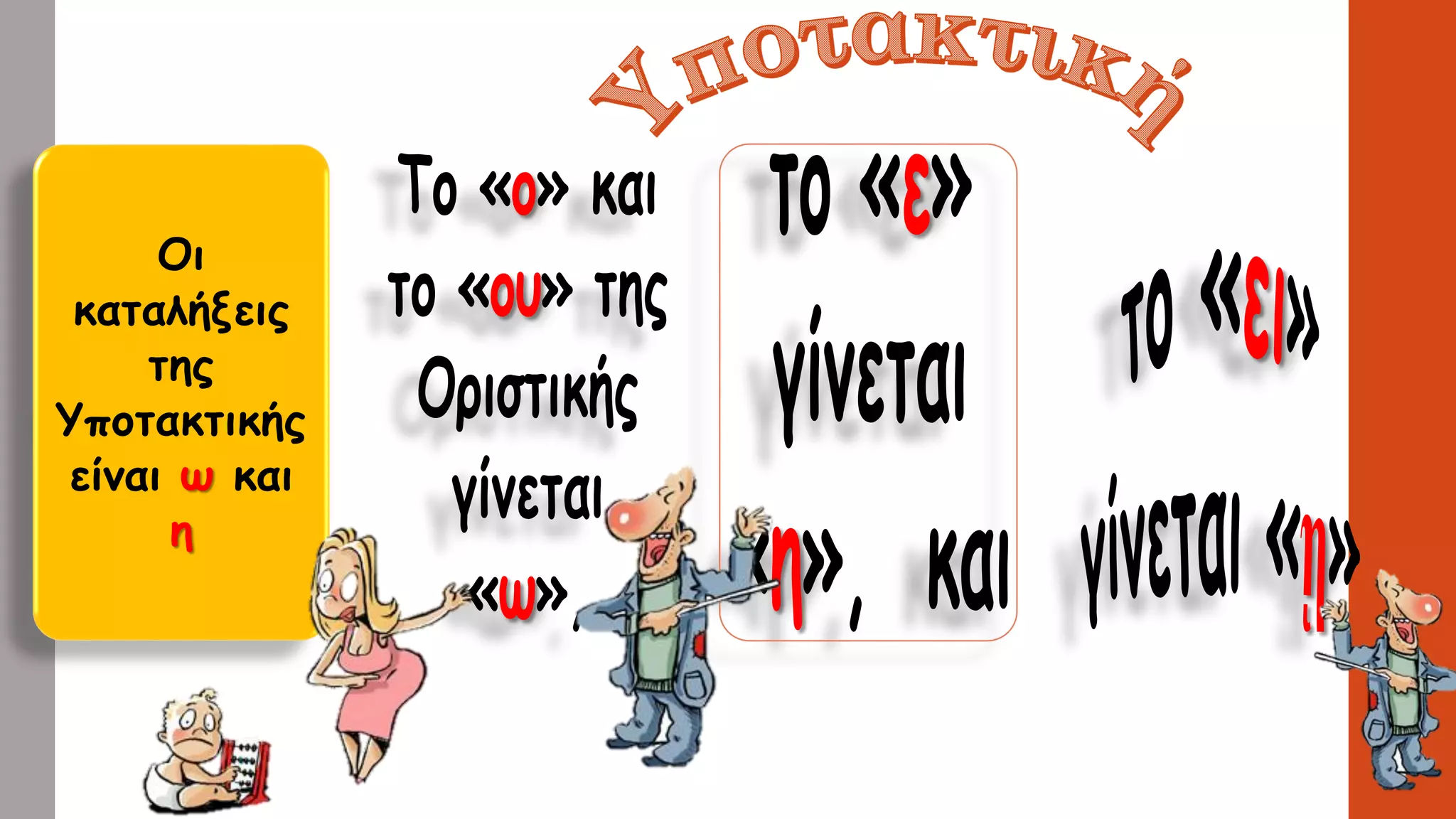 Οι
καταλήξεις
της
Υποτακτικής
είναι ω και
η
 