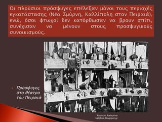 Χιωτέρη Κατερίνα
katchiot.blogspot.gr
 Πρόσφυγες
στο θέατρο
του Πειραιά
 