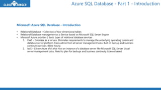 Session 44 - Azure SQL Database - Part 1 - Introduction | PPT