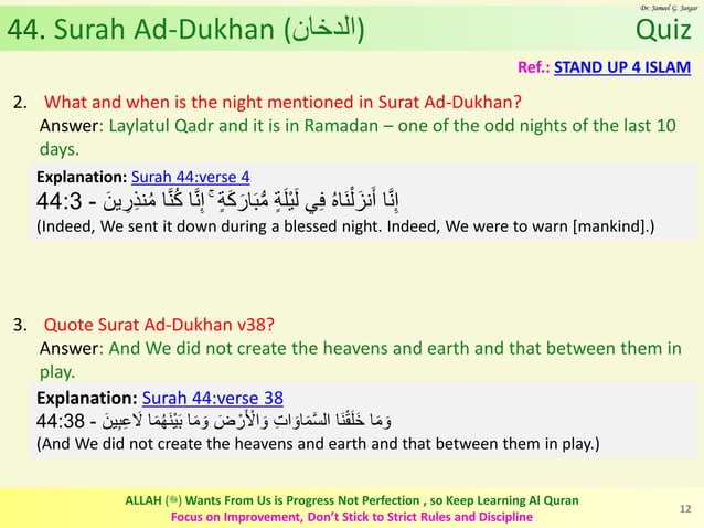 Al Quran (Chapter 44): Surah Ad-Dukhan [The Smoke] | PDF | Islam ...