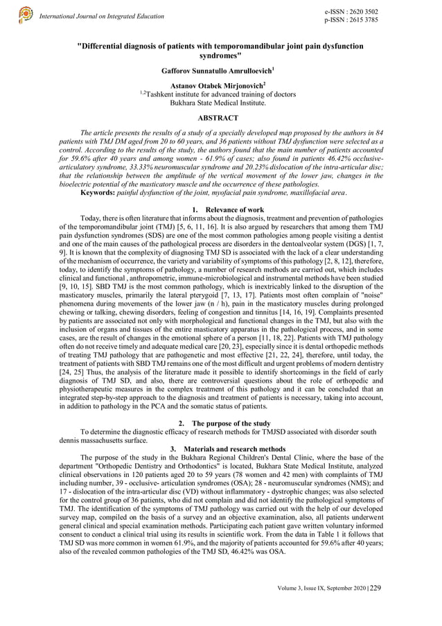 "Differential diagnosis of patients with temporomandibular joint pain
