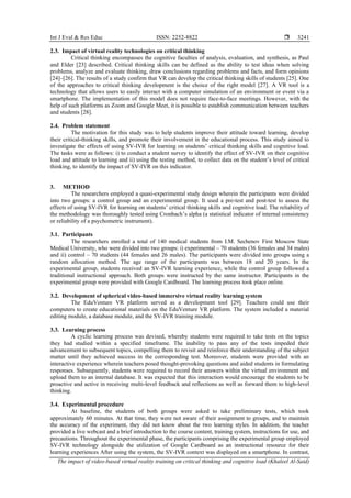 The impact of video-based virtual reality training on critical thinking ...