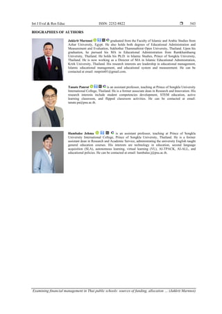 Examining financial management in Thai public schools: sources of ...