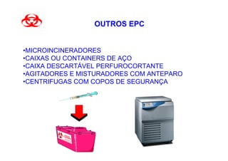 OUTROS EPC


•MICROINCINERADORES
•CAIXAS OU CONTAINERS DE AÇO
•CAIXA DESCARTÁVEL PERFUROCORTANTE
•AGITADORES E MISTURADORES COM ANTEPARO
•CENTRIFUGAS COM COPOS DE SEGURANÇA
 
