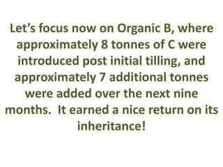 And in every case the Biodynamic 
or Organic treatments maintained 
their carbon inheritance better 
than the conventional...