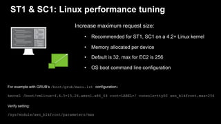 ST1 & SC1: Linux performance tuning
Increase maximum request size:
• Recommended for ST1, SC1 on a 4.2+ Linux kernel
• Mem...