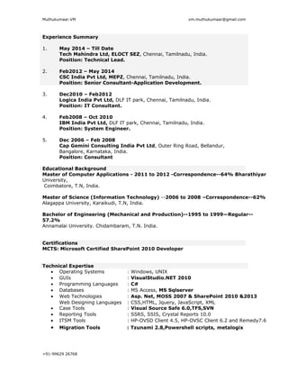 Muthukumaar_Resume | PDF