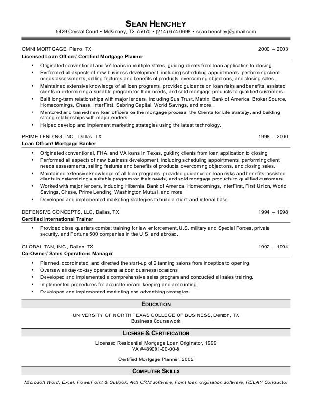 mortgage operations manager resume