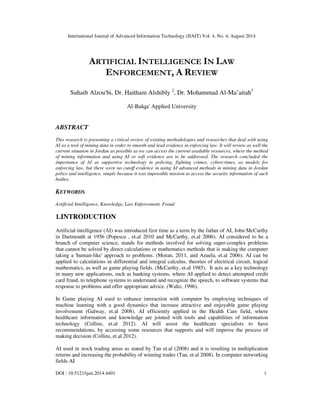 ARTIFICIAL INTELLIGENCE IN LAW ENFORCEMENT, A REVIEW | PDF