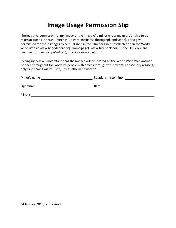 image usage permission slip full sheet permission to use image release form