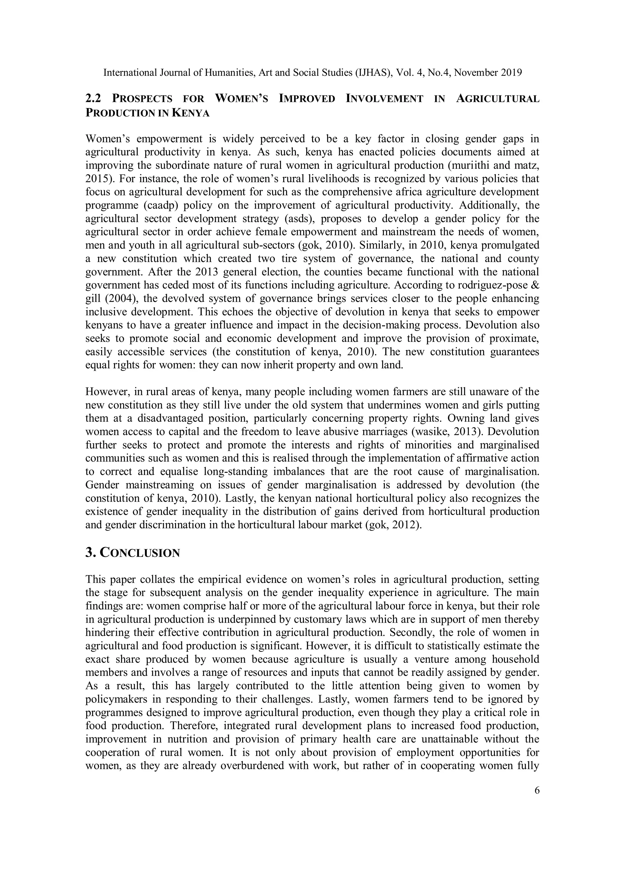 WOMEN AND AGRICULTURE IN RURAL KENYA: ROLE IN AGRICULTURAL PRODUCTION | PDF