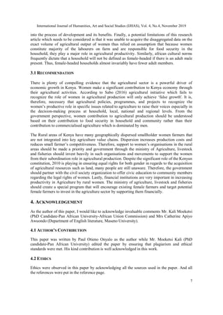 WOMEN AND AGRICULTURE IN RURAL KENYA: ROLE IN AGRICULTURAL PRODUCTION | PDF