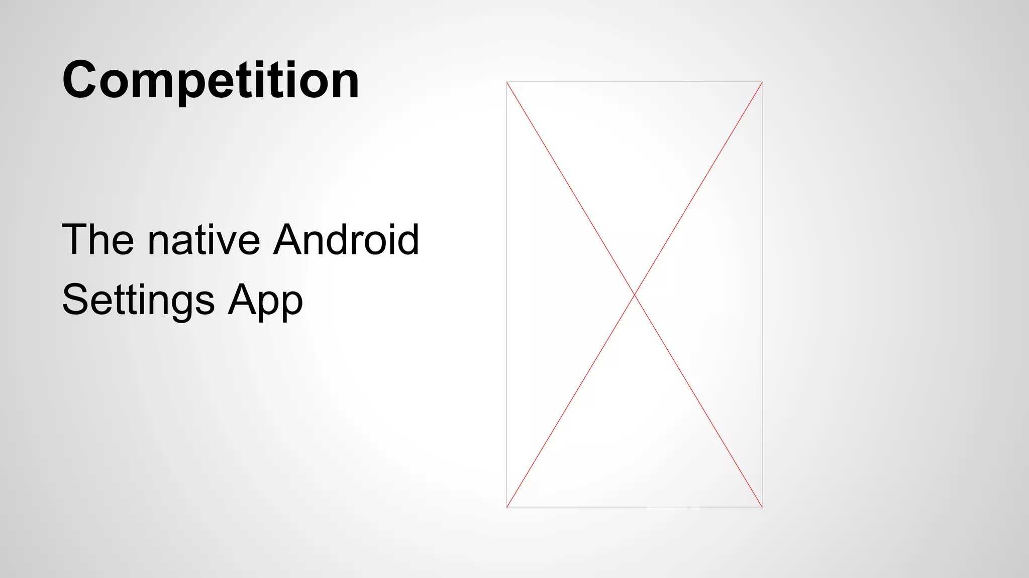 Competition
The native Android
Settings App

 