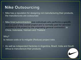nike outsourcing manufacturing