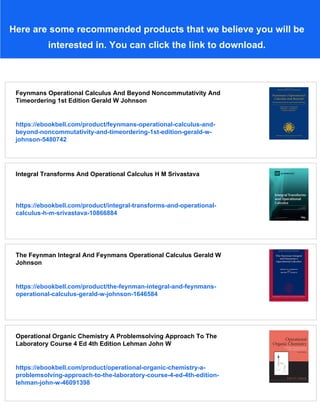 Operational Culculus Operational Calculus And Related Topics 1st Edition A P Prudnikov | PDF