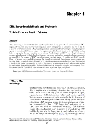 DNA Barcodes Methods and Protocols 2012th Edition W. John Kress | PDF