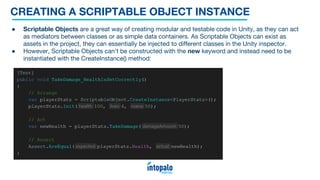 Unity Scriptable Object Custom Instpector Unit testing in Unity | PDF