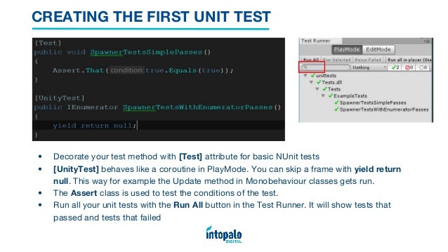 Unit Testing In Unity Unit Testing In Unity