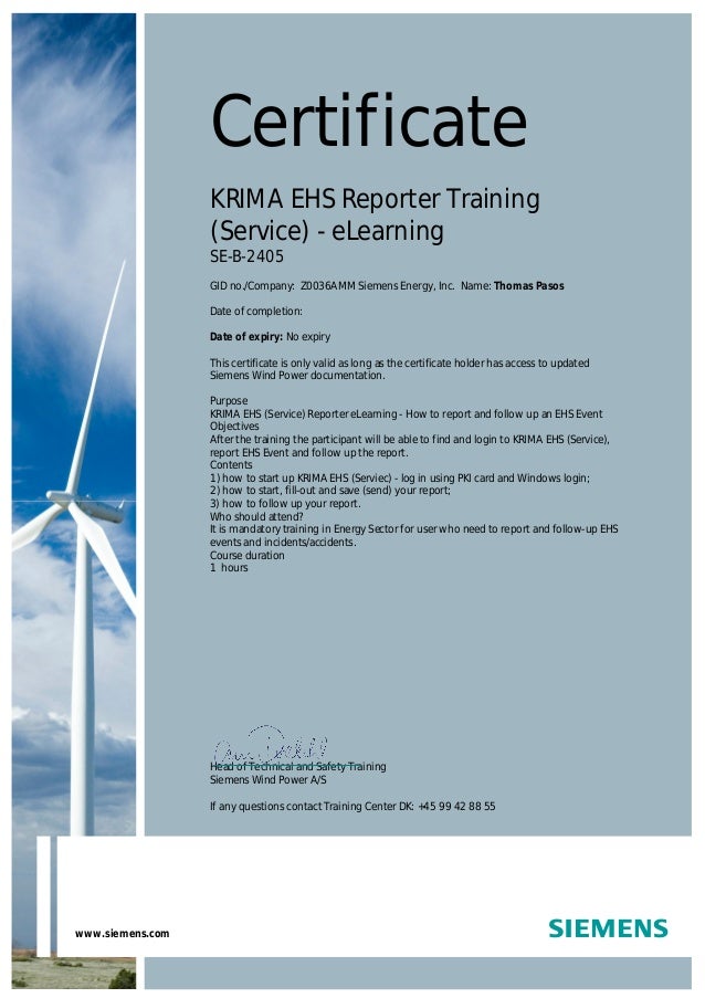Siemens Certificates