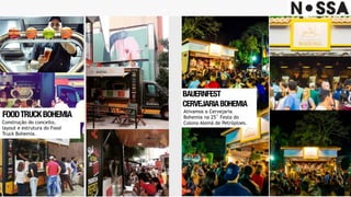 FOODTRUCKBOHEMIA
BAUERNFEST
CERVEJARIABOHEMIA
Construção do conceito,
layout e estrutura do Food
Truck Bohemia.
Ativamos a Cervejaria
Bohemia na 25˚ Festa do
Colono Alemã de Petróploes.
 