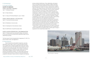 6
Heavy Lift/RoRo: A Study of the Manhattan Waterfront	 Dec, 2015
Heavy lift operation on Manhattan
II. Introduction
A. Scope of Work
SCOPE OF SERVICES
PHASE I: DISCOVERY + RESEARCH
Task 1.1: Workplan/Proposal		
Task 1.2: Data Collection
Task 1.3: Heavy Lift Facilities Research: Local + Global
PHASE II: SPATIAL ANALYSIS + SITE SELECTION
Task 2.1: Continued interview process
Task 2.2: Breakdown of service areas
Task 2.3: Development of site selection criteria
Task 2.4: Identification of potential project sites
PHASE III: DESIGN INTERVENTIONS + RECOMMENDATIONS
Task 3.1: Produce preliminary site specific design interventions
for full time and part time sites that are selected through the site
identification process.
The final scope of work was approved on September 27, 2015. For
the full scope of work, see Appendix A.
B. Assumptions
Given limited time and breadth of expertise, some key
assumptions were made in order to move the project forward.
First, a general lack of publicly available data meant that certain
assumptions had to be made regarding the site selection criteria
as well as the site ranking process. This includes information on
load bearing capacity for waterfront sites, location and borders
of the federal navigation channel, detailed information on
shoreline and bulkhead condition, up to date height clearances
for elevated road structures, as well as accurate ownership and
jurisdiction information. Second, while our research and interview
process enabled identification of key stakeholders and players
such as city agencies and utility companies, ideally a thorough,
professionally conducted assessment of the demand for regular
heavy lift operation is taken on to help understand the market for
heavy lift. This analysis has led to the conclusion that there are two
key stakeholders in terms of demand. There are utility companies
such as ConEd who must bring in large components such as
transformers through the waterfront, and then a separate group
of developers, contractors, and others in the construction industry
who may require more incentive --if trucks are doing the job, why
do it any differently?-- to move to this kind of operation. Deeper
considerations in this respect may also bring light to opportunities
for fiscal collaboration and organizational partnerships.
Additionally, the current site selection process does not account
for climate projections particularly as they relate to projections in
rising flood levels. This assumption had to be made due to the
limited period during which the study was undertaken and should
without question be part of the process when such a project
moves forward. Finally, assumptions had to be made on load sizes
-- while we can expect that large equipment such as transformers
will be included here, the specific nature of other types of cargo or
equipment to be moved has not been clear.
 