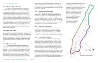 22
Heavy Lift/RoRo: A Study of the Manhattan Waterfront	 Dec, 2015
5,0000 10,000 ft
Coastal Strategic Zones
proximity. While the location of this zone on the east side, just
south of where the channel narrows, has ideal access to the outer
boroughs and could benefit from having a site for such purposes,
this combination of infrastructural and access conditions provide a
unique set of challenges.
Zone 4: Northern Tip of Manhattan
The defining characteristic of this zone is its unique
topography. On the west side, preserved parkland and steep
changes in topography limit upland access from the water. The
proposed rezoning of Inwood may make a heavy lift site useful in
the near future and is a factor to consider. The eastern section of
Zone 5 has numerous bridges, some of which have low clearance
limits. This area could prove difficult for a heavy lift operation. The
water depths at the shore are the most shallow of all the zones at
approximately 5 feet across the majority of the area.
Zone 5: West Side, Riverside Park
This zone is characterized by minimal road access from
the waterfront and water depths of 5-7 feet at the shoreline.
Riverside park could provide similar problems as those seen in
Zone 2 (Hudson River Greenway), though due to accessibility
challenges posed by elevated structures and existing activities, it is
anticipated that there will be far fewer potential sites in this area.
Zone 6: Hudson River Greenway
This section of the Hudson River Greenway presents
unique physical and social challenges. As the majority of this
area has either recently been developed or has plans for future
development, the opportunities to renovate an existing site or
add new infrastructure for heavy lift are scarce. Water depths are
ideal in most parts of this zone, being relatively deeper at the
bulkhead than on other parts of the island. In terms of physical
characteristics, this zone is also particularly accommodating as it
includes clusters of piers already identified as PMAZ, special area
designations made in New York’s Waterfront Revitalization Program
(WRP) that assist WRP consistency review and encourage marine
commercial activity. They are characterized by “shorelines used
for vessel docking, berthing, or tie-up and where the maritime
infrastructure—such as bulkheads, docks, piers, and fendering—is
designed to support such uses (Waterfront Revitalization, 2012).
C. Costal Strategic Zones
Zone 1: Southern Tip of Manhattan
This area is characterized by dense, tall buildings and
a nonlinear street grid. Historically, this zone has benefitted
immensely from access to the waterfront for both heavy lift and
emergency recovery purposes, though with park and resiliency
initiatives moving forward, it has the growing challenge of
increased waterfront development. The western section of this
zone has ideal water depths which range from approximately 15-
17 feet. The east side varies from a depths as shallow as 2 feet
to 5 feet. The only elevated road structure in this zone is the FDR
on the eastern side starting at South Street Seaport heliport at
Pier 6. Due to the dense and nonlinear nature of the roads in this
area, the east-west span of this zone does not have many truck
routes, through the north-south span has multiple. Given this
area’s experience evacuating after 9/11 as well as its recent coastal
resiliency efforts, this is an ideal opportunity area for heavy lift/
disaster recovery operations.
Zone 2: East River South
This zone is characterized by complex conditions of elevated
road structures that run parallel to the shoreline. Access to the
grid in terms of vertical clearance for trucks may be a challenge in
several points in this zone. The bridges have enough clearance to
allow a barge to pass underneath and water depths are adequate
enough to avoid the need for dredging. This zone also contains
Pier 36 and 42 which have been used for heavy lift activity in the
past.
Zone 3: East River North
This zone is characterized by a unique elevated road
structure typology where many buildings are cantilevered above
the FDR. These buildings are primarily hospitals or otherwise
dedicated to scientific research and laboratory work which may
work both in favor and against any heavy lift barge activity. In
case of an emergency, such positioning and direct connection to
hospitals may be ideal (ability to connect to to energy sources,
deliver necessary recovery items, or move people) though a
heavy lift situation which requires regular activity may be both a
nuisance and potentially hazardous with hospitals in such close
There are no elevated road structures along
the waterfront in this zone, but the areas
around the Holland and Lincoln Tunnels are
designated no boating areas and will require
careful consideration when identifying
barge routes. While strong community
pushback is anticipated in this area, this
stretch of the island was hard-hit by
Hurricane Sandy and members of
the community may find it in their
long-term interests to have either
a part-time heavy lift area or a
shared space that is open to
the public that can be used
to move cargo or people in
case of an emergency.
 
