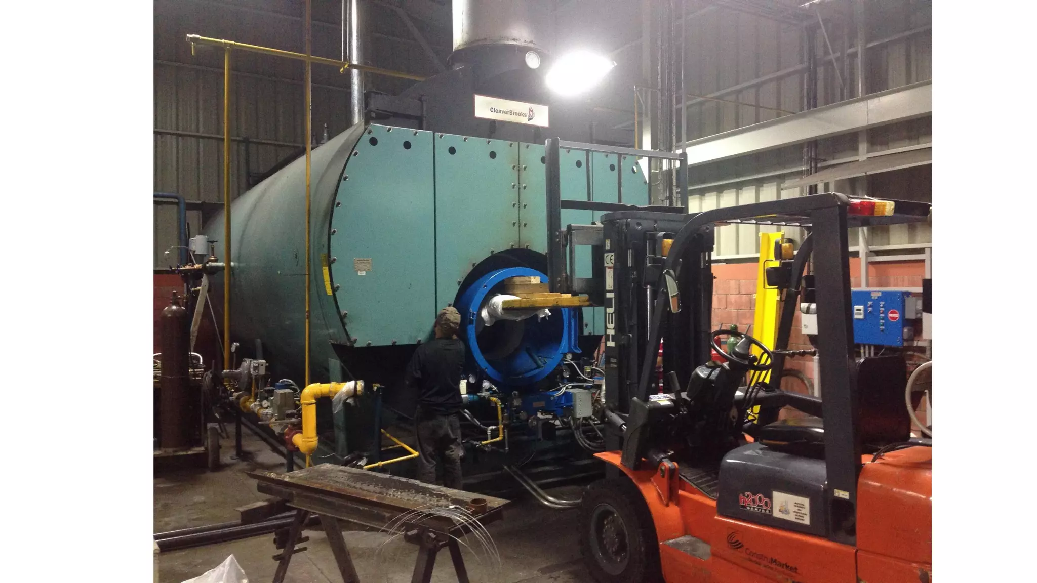 Quemado ST Johnson Instalacion 1000 HP CB High Pressure Boiler Retrofit Petenatti