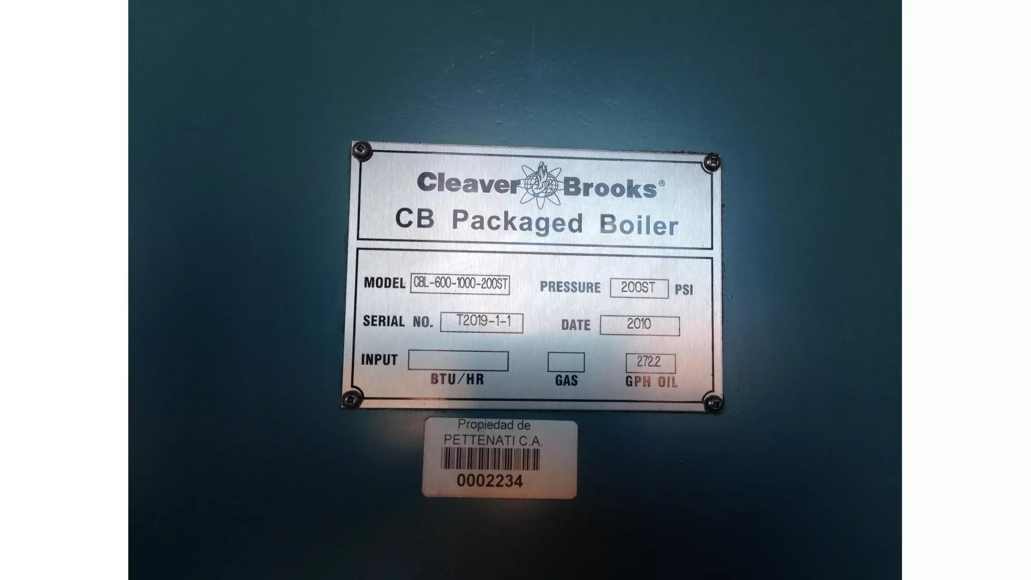 Quemado ST Johnson Instalacion 1000 HP CB High Pressure Boiler Retrofit Petenatti