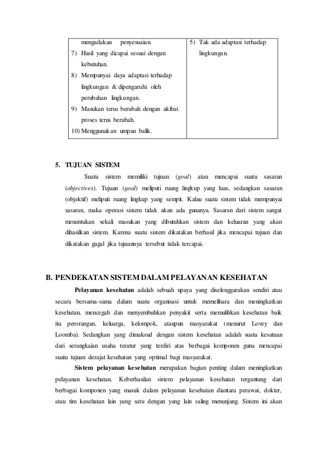 Teori Sistem dalam pelayanan kesehatan